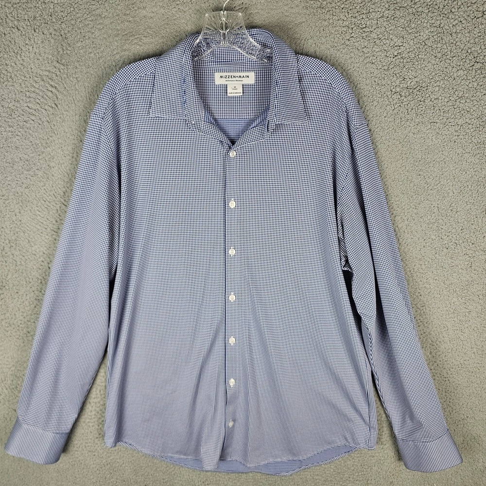 Mizzen+Main Classic Shirt Mens Medium Gingham Performance Button-Up SPKS2042005
